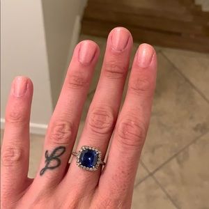 Zales sapphire ring with diamond chip accents